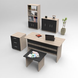 Hanah Home Conjunto de Muebles de Oficina Vo14-Ob Roble y Negro